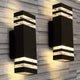 Outdoor Led Wall Light 2 Pack - Modern Up Down Sconce, Porch, Waterproof, Black