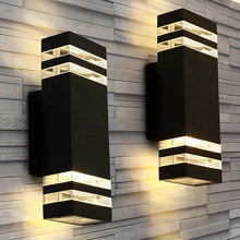 Load image into Gallery viewer, Outdoor Led Wall Light 2 Pack - Modern Up Down Sconce, Porch, Waterproof, Black