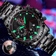 Load image into Gallery viewer, Stainless Steel Black Chronograph Waterproof Watch