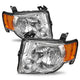 2008 to 2012 Ford Escape SUV Halogen Headlights, Chrome Housing Amber Side Replacement Assembly, Left Driver & Right Passenger Side Pair Set