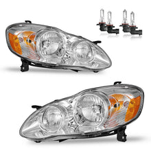 Load image into Gallery viewer, 2003-2008 Toyota Corolla Chrome Headlights, Includes Bulbs Crystal Clear Lens Assembly, Left & Right Side Pair, Direct OEM Fit