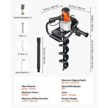 Load image into Gallery viewer, 1500W Electric Post Hole Digger, 5.71 Inch Earth Auger Bit with Extension Rod for Fence, Planting, Ground Drilling