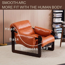 Load image into Gallery viewer, Vintage Leather Accent Chair Lounge Armchair with Wooden Frame for Living Room