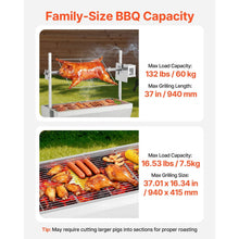 Load image into Gallery viewer, 52" Electric BBQ Rotisserie Grill Kit Stainless Steel, 132lb Capacity for Pig & Lamb