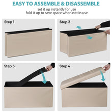 Load image into Gallery viewer, 30" Beige Folding Storage Ottoman Footstool with Cover for Living Room & Bedroom