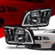 2005-2009 Ford Mustang Black Housing Headlights, Halogen Crystal Clear Lens Assembly, Left & Right Side Pair, Direct OEM Fit