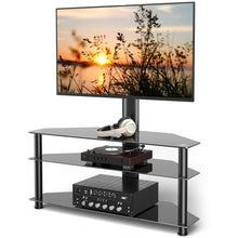Load image into Gallery viewer, Glass Floor TV Stand with Swivel Mount for 32 to 70 inch Flat Screen TVS