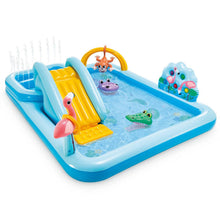 Load image into Gallery viewer, Inflatable Jungle Adventure Kiddie Pool with Sprayer, 96 x 78 x 28 Inch Kids Play Center