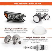 Load image into Gallery viewer, 2012-2014 Honda CR V Black Housing Headlights, Halogen Type Crystal Clear Lens Assembly, Left & Right Side Pair, Direct OEM Fit