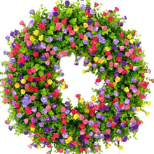 Load image into Gallery viewer, Colorful Front Door Spring Summer Faux Flower Floral Wreath