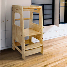 Load image into Gallery viewer, Wooden Montessori Toddler Cooking Helper Activity Stool Tower Ladder
