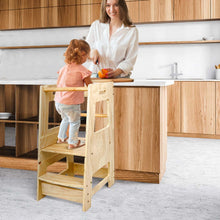 Load image into Gallery viewer, Wooden Montessori Toddler Cooking Helper Activity Stool Tower Ladder
