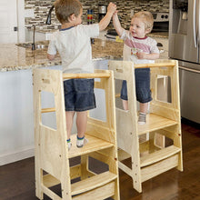 Load image into Gallery viewer, Wooden Montessori Toddler Cooking Helper Activity Stool Tower Ladder