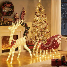 Load image into Gallery viewer, Life Size Outdoor Christmas Reindeer Sleigh Decoration