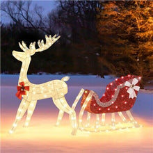 Load image into Gallery viewer, Life Size Outdoor Christmas Reindeer Sleigh Decoration