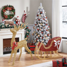 Load image into Gallery viewer, Life Size Outdoor Christmas Reindeer Sleigh Decoration