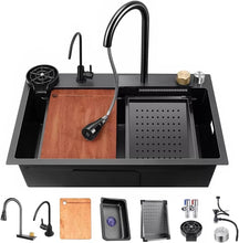 Load image into Gallery viewer, Kitchen Sink Stainless Steel W Pulldown Faucet Black 29