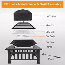 Load image into Gallery viewer, Wood Burning Fire Pit Backyard Fireplace W/Cover