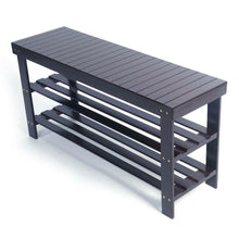 Load image into Gallery viewer, Modern 3-Tier Bamboo Shoe Bench Entryway
