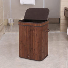 Load image into Gallery viewer, 72L Folding Bamboo Laundry Hamper with Lid and Removable Liner