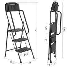 Load image into Gallery viewer, 3 Step Stool Ladder With Handrails 330 Lbs