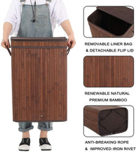 Load image into Gallery viewer, 72L Folding Bamboo Laundry Hamper with Lid and Removable Liner