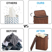 Load image into Gallery viewer, 72L Folding Bamboo Laundry Hamper with Lid and Removable Liner