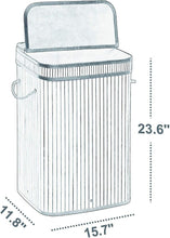 Load image into Gallery viewer, 72L Folding Bamboo Laundry Hamper with Lid and Removable Liner