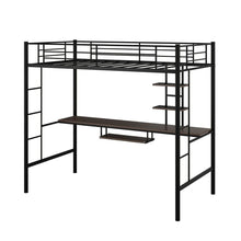 Load image into Gallery viewer, Large Twin Adult Metal Loft Bed Frame With Storage And Desk