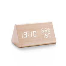 Load image into Gallery viewer, Digital Wooden Bamboo Alarm Clock