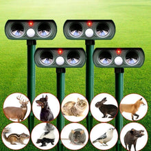 Load image into Gallery viewer, Solar Power Ultrasonic Animal Pest Repeller Infrared Sensor Waterproof Animal Deterrent