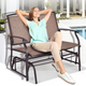 Modern Outdoor Metal Fron Porch Garden Patio Loveseat Glider Bench