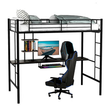 Load image into Gallery viewer, Large Twin Adult Metal Loft Bed Frame With Storage And Desk
