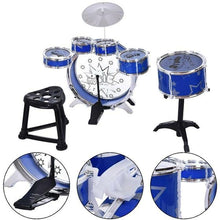 Load image into Gallery viewer, Premium Kids Children's Drum Set Kit Jazz Cymbal Chair Kick Pedal