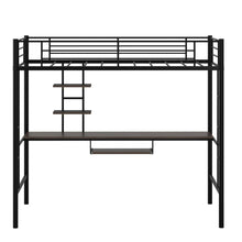 Load image into Gallery viewer, Large Twin Adult Metal Loft Bed Frame With Storage And Desk