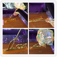 Load image into Gallery viewer, 24k Plated Rose Gold Galaxy Rose Lasts Forever Optional Light or Display Stand