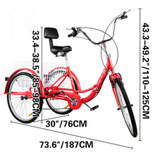 Load image into Gallery viewer, Folding Adult Three Wheel Tricycle Bike With Basket 26"