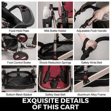 Load image into Gallery viewer, Red Baby Stroller Foldable Pram Car Seat - Until Times Up