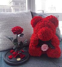 Load image into Gallery viewer, Romantic Rose Teddy Bear | 9" Luxurious Red Bear - Until Times Up