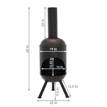 Load image into Gallery viewer, Premium Steel Outdoor Garden Patio Wood Burning Chiminea Fireplace Pit 5FT