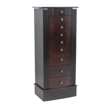 Load image into Gallery viewer, Large Mirrored Wooden Standing Jewelry Holder Armoire Organizer Cabinet