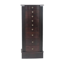 Load image into Gallery viewer, Large Mirrored Wooden Standing Jewelry Holder Armoire Organizer Cabinet