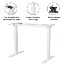 Load image into Gallery viewer, White FlexiDesk Electric Standing Desk Adjustable Height w/ Memory Store Control - Until Times Up