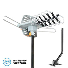 Load image into Gallery viewer, 250 Miles Outdoor Digital Amplified HDTV Antenna, Motorized 360° Rotation W/ Pole