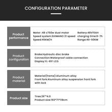 Load image into Gallery viewer, Electric Bike 1500W Fat Tire Ebikes for Adult 48V 15AH Dual Motor 45KMH 55