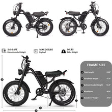 Load image into Gallery viewer, Electric Bike E-Bike 1000W 48V 15.6AH Adult Bicycles 20" Fat Tire Mountain Ebike