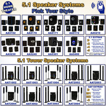 Load image into Gallery viewer, Acoustic Audio 5.1 Bluetooth 6 Speaker System Home Theater Surround Sound NEW
