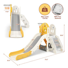 Load image into Gallery viewer, New 5 in 1 Toddler Slide Freestanding Kids Playground w/ Climber,Basketball Hoop