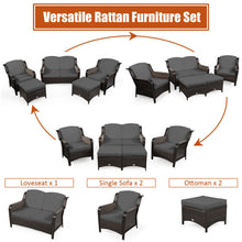 Load image into Gallery viewer, 5 Pieces Patio Furniture Set Outdoor Rattan Conversation Sofa Set W/ Cushions