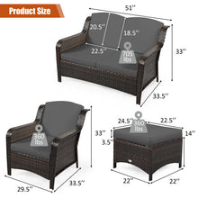 Load image into Gallery viewer, 5 Pieces Patio Furniture Set Outdoor Rattan Conversation Sofa Set W/ Cushions